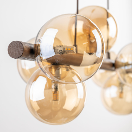 Lampă Suspendată TK Lighting ESTERA WOOD ORZECH BURSZTYN 7xG9 – Corp de Iluminat Modern din Lemn Nuc și Sticlă Chihlimbar [1]