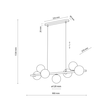 Lampă Suspendată TK Lighting ESTERA WOOD ORZECH BURSZTYN 7xG9 – Corp de Iluminat Modern din Lemn Nuc și Sticlă Chihlimbar [3]
