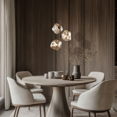 Lampă Suspendată TK Lighting LAVA BROWN 3xG9 – Pendul Modern din Sticlă Maro Fumurie și Metal Auriu Satinat [2]