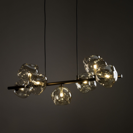 Iluminat interior si exterior - Lampă Suspendată TK Lighting LAVA BROWN 7xG9 – Pendul Modern din Sticlă Maro Fumurie și Metal Auriu Satinat