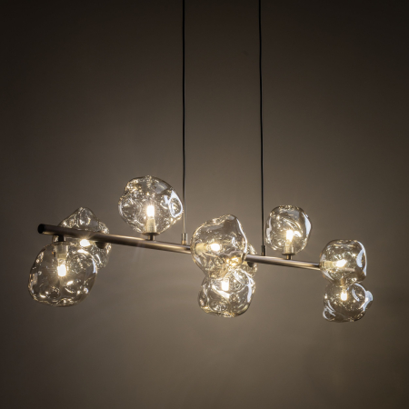 Iluminat interior si exterior - Lampă Suspendată TK Lighting LAVA BROWN 9xG9 – Lustră Modernă din Sticlă Maro Fumurie și Metal Auriu Satinat