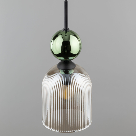 Lampă Suspendată TK Lighting SOPHIA GREEN COGNAC 1xE14 – Varianta 2, Design Modern din Sticlă Verde–Cognac și Metal Auriu Satinat [1]
