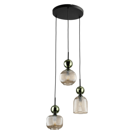 Lampă Suspendată TK Lighting SOPHIA GREEN COGNAC 3xE14 – Varianta 2, Design Modern din Sticlă Verde–Cognac și Metal Auriu Satinat [3]