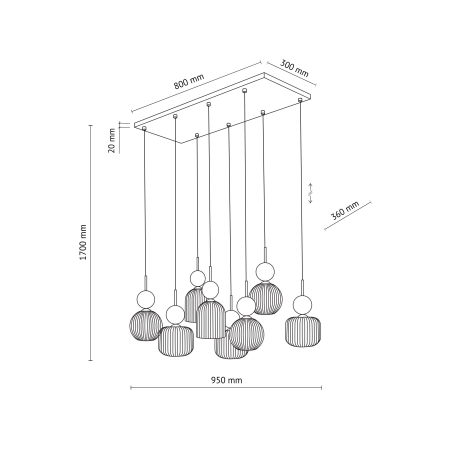 Lampă Suspendată TK Lighting SOPHIA GREEN COGNAC 8xE14 – Lustră Modernă din Sticlă Verde–Cognac și Metal Auriu Satinat [3]