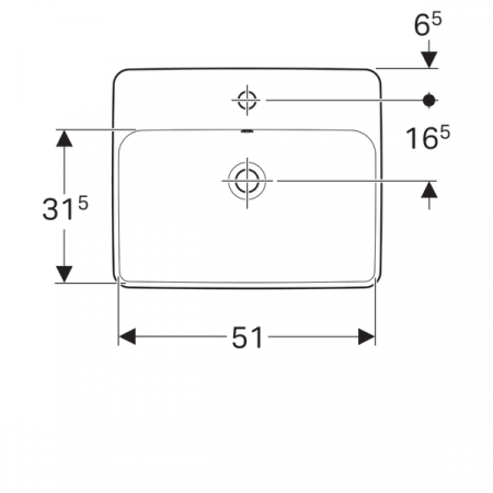 LAVOAR ÎNCORPORAT GEBERIT VARIFORM, DREPTUNGHIULAR, CU BANC CU ORIFICII DE ROBINET B-55CM,T-45CM,PREAPLIN VIZIBIL, GLAZURAT ALB [1]