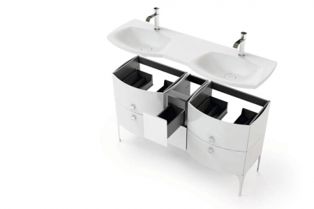 LAVOAR LOUIS 144X48, DOUA CUVE, MARMURA COMPOZITA, ALB [1]