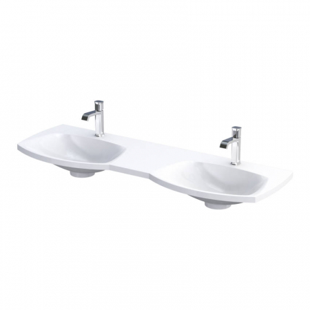 Lavoare - LAVOAR LOUIS 144X48, DOUA CUVE, MARMURA COMPOZITA, ALB MAT