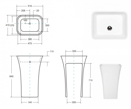LAVOAR FREESTANDING ASSOS 40X50X85, WHITE [3]