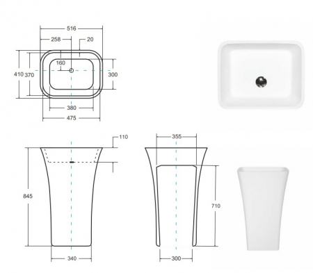 LAVOAR FREESTANDING ASSOS 40X50X85, BLACK&WHITE [2]