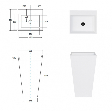 LAVOAR FREESTANDING VERA 40X50X85, WHITE [4]