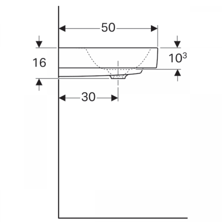 LAVOAR GEBERIT CITTERIO CU BLAT STANGA 75X50, ORIFICIU BATERIE DREAPTA, FARA PREAPLIN,KERATECT,ALB [5]