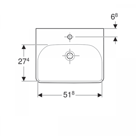 LAVOAR GEBERIT SMYLE SQUARE 55X44 CU ORIFICIU BATERIE SI PREPLIN [2]