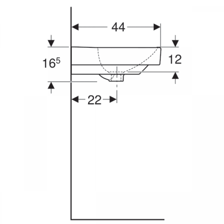 LAVOAR GEBERIT SMYLE SQUARE 55X44 CU ORIFICIU BATERIE SI PREPLIN [3]