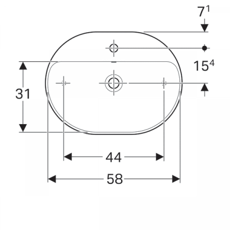 LAVOAR PE BLAT GEBERIT VARIFORM, ELIPTIC, CU BANC CU ORIFICII DE ROBINET B-60CM,T-45CM,PREAPLIN VIZIBIL, ALB [1]
