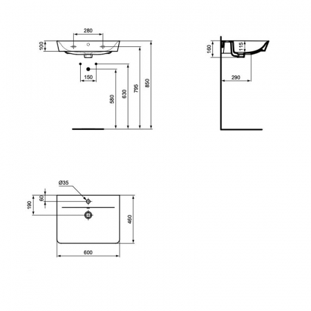 LAVOAR CONNECT CUBE DESIGN 60 CM SILK BLACK [2]