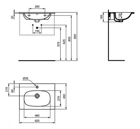 LAVOAR TESI 60 CM PENTRU MONTAJ PE MOBILIER, ALB MAT [2]