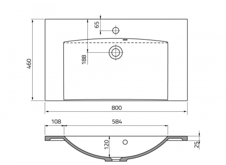 LAVOAR BERYL 80 CM, MARMURA COMPOZITA, ALB [1]