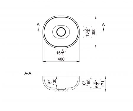 LAVOAR CHIRA OVAL 40X35X17.1 CM FARA PREPLIN [2]