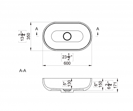 LAVOAR CHIRA OVAL 60X35X17.1 CM FARA PREPLIN [1]