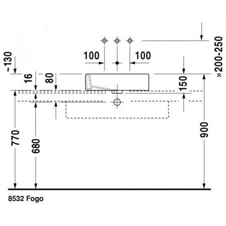 Lavoar pe blat Duravit Vero 50X38 cm, fara orificiu baterie [3]