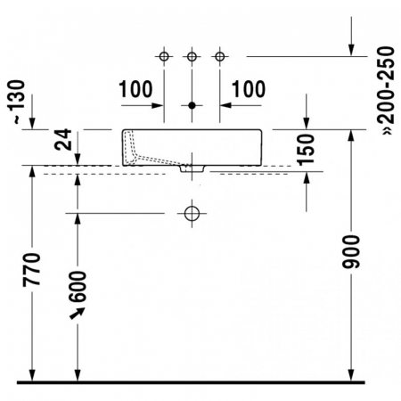 Lavoar pe blat Duravit Vero 50X38 cm, fara orificiu baterie [2]