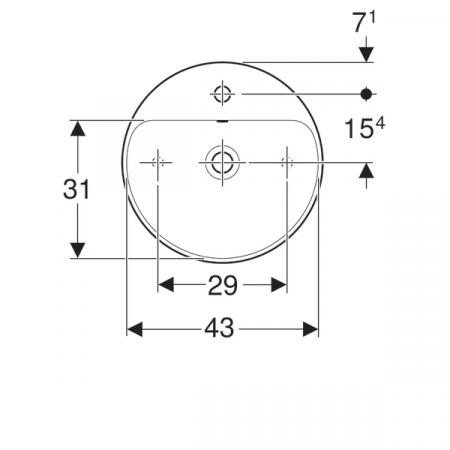 LAVOAR PE BLAT GEBERIT VARIFORM, ROTUND, CU BANC CU ORIFICII DE ROBINET D-45CM, PREAPLIN VIZIBIL, ALB [2]