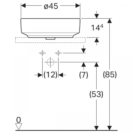 LAVOAR PE BLAT GEBERIT VARIFORM, ROTUND, CU BANC CU ORIFICII DE ROBINET D-45CM, PREAPLIN VIZIBIL, ALB [3]