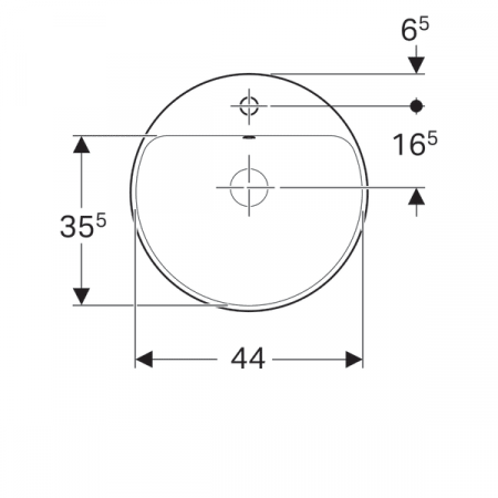 LAVOAR ÎNCORPORAT GEBERIT VARIFORM, ROTUND, CU BANC CU ORIFICII DE ROBINET D-48CM, PREAPLIN VIZIBIL, GLAZURAT ALB [1]