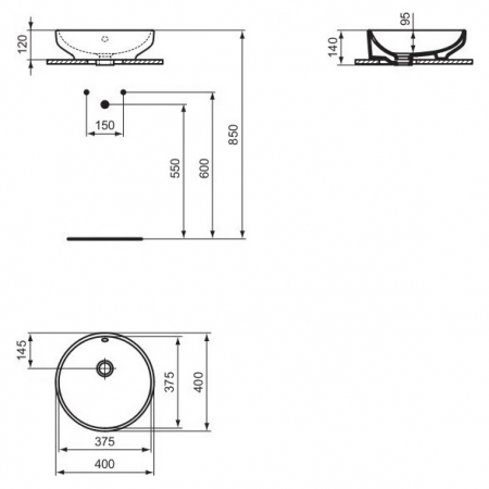 LAVOAR I.LIFE B ROTUND 40 CM, MONTAJ PE BLAT, CU PREPLIN, FARA ORIFICIU BATERIE [4]