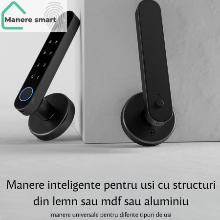 mâner smart Hong Kong cu amprentă digitală, cod PIN, bluetooth – smart lock interior pentru uși,culoare auriu mat [9]