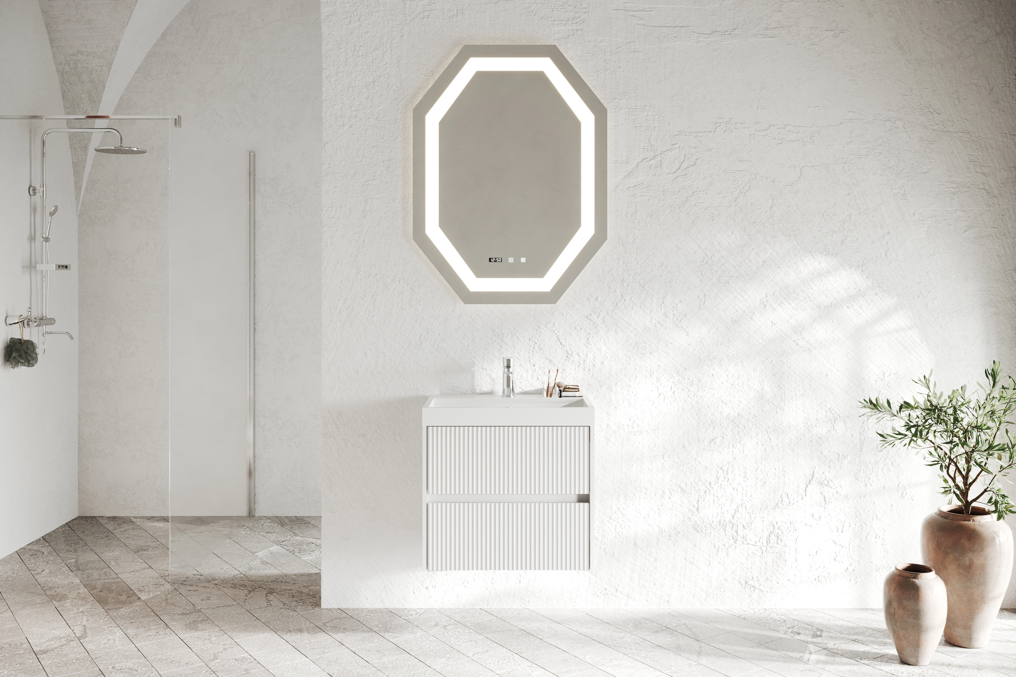 Dulapuri baza si blaturi lavoar - Mobilier de baie Savini Due   colectia Portofino ,bianco lucido set :baza + lavoar din rasina