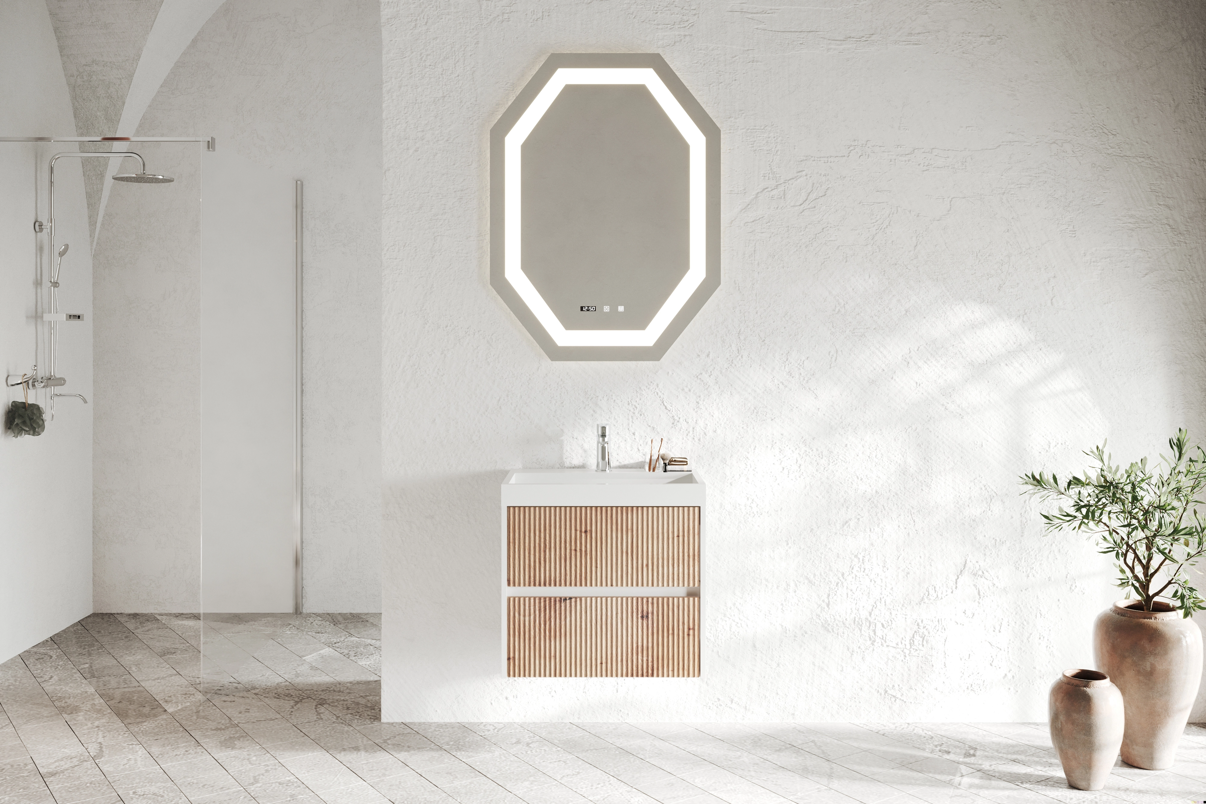 Dulapuri baza si blaturi lavoar - Mobilier de baie Savini Due   colectia Portofino  rovere oro set :baza + lavoar din rasina