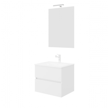 Baie - Mobilier de baie Savini Due Crea colectia Easy ,60 cm alb lucios,set :baza + lavoar ceramic + oglinda + lampa