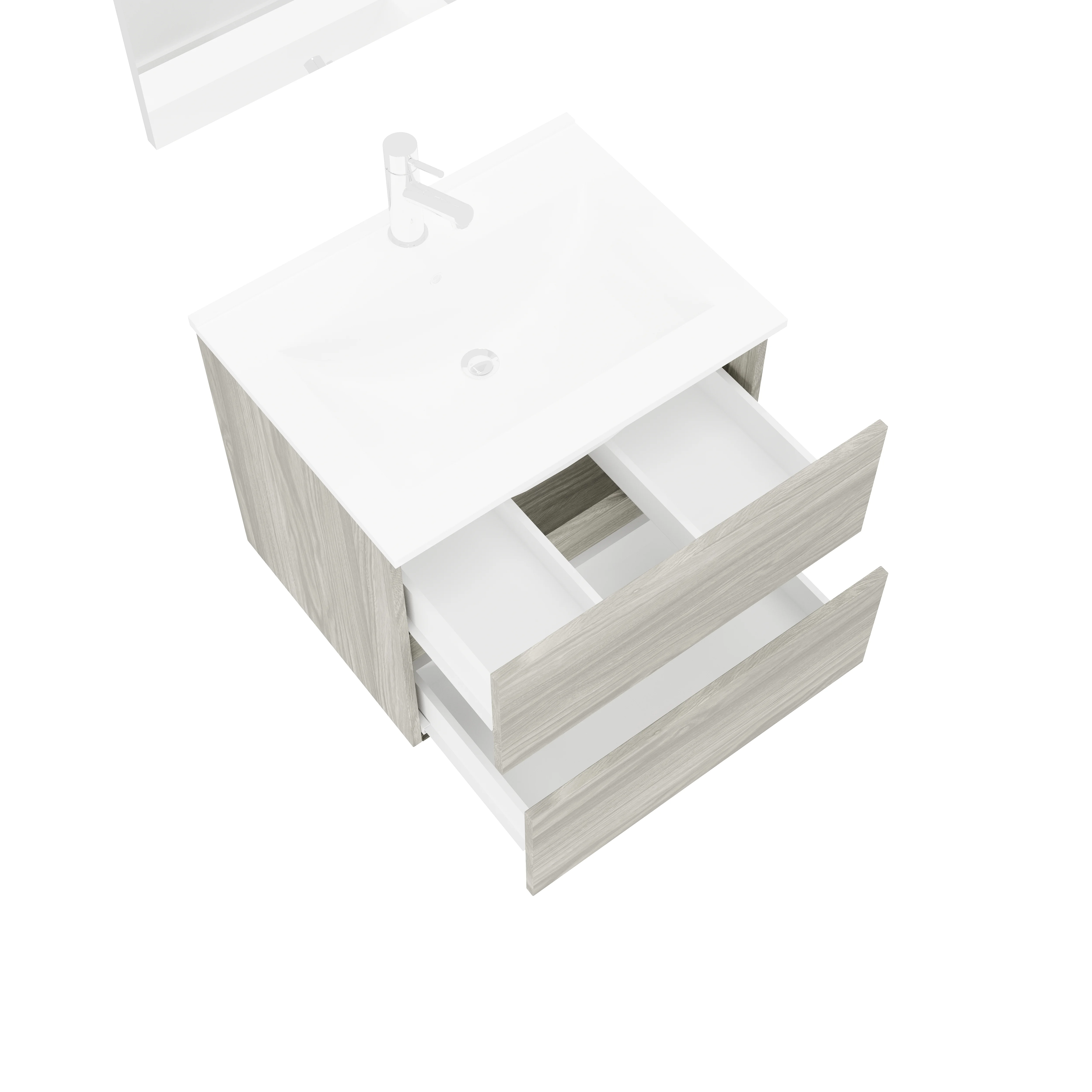 Mobilier de baie Savini Due Crea colectia Easy ,rovere grigio set :baza + lavoar ceramic + oglinda + lampa - Copie [2]