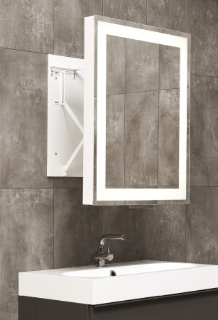 OGLINDA EXTENSIBILA GET.80, VERTICALA, RAMA ALB LUCIOS, CORP ALB, MANER CROM U-01, LED N 4000K, 60X80X7-37 [1]