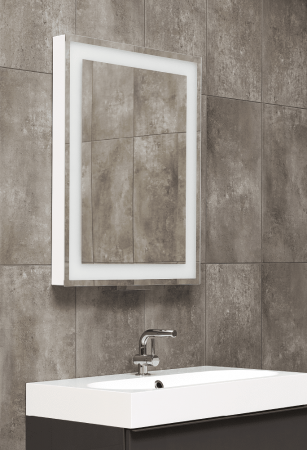 Oglinzi baie, oglinzi cosmetice si corpuri de iluminat - OGLINDA EXTENSIBILA GET.80, VERTICALA, RAMA ALB LUCIOS, CORP ALB, MANER CROM U-01, LED N 4000K, 60X80X7-37