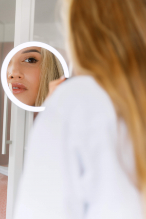 Oglindă cosmetică, magnetic - Bec LED, Deante, Round,Cromat [10]