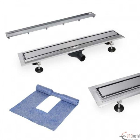 Rigole de dus - PACHET LINUS PLATE 2 IN 1, 600 MM,  GRILA PLATE/INOX MAT  SIFON DN 50