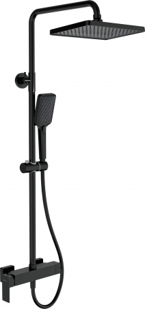 Baie - Pălărie de duș, cu baterie de duș, Deante, Anemon,Negru