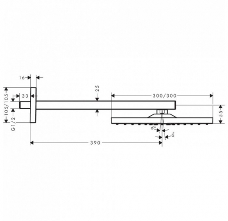 CAP DUS RAINDANCE E 300 AIR 1 JET, 300X300MM, CU PRINDERE PE PERETE CU BRAT 390MM, MATT WHITE [1]