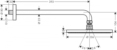 DUS FIX RAINDANCE S 240, 1 JET POWDER RAIN, CU FIXARE PE PERETE, CROM [1]