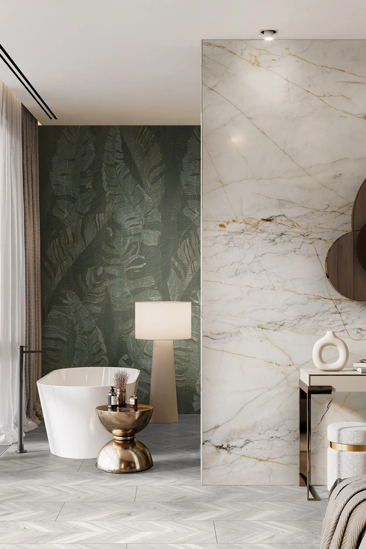 SPC Wall pentru placarea peretilor - Panou decorativ SPC pentru perete Kronospan Rocko Wall R154 Marble Gold 123 x 280 cm, 4 mm