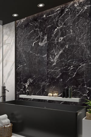 SPC Wall pentru placarea peretilor - Panou de perete Rocko Tiles R106 Marquina – Design elegant de marmură neagră