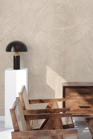 SPC Wall pentru placarea peretilor - Panou de perete Rocko Tiles R160 Skali – Design botanic elegant în nuanțe de bej