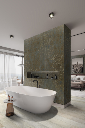 SPC Wall pentru placarea peretilor - Panou de perete Rocko Tiles R105 Copper Lamiera – Design metalic oxidat