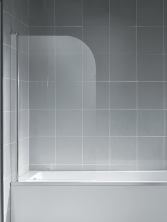 Paravane de cada - PARAVAN DE CADA ROTUNJIT 80X140 CM, PROFIL ARGINTIU, GEAM TRANSPARENT