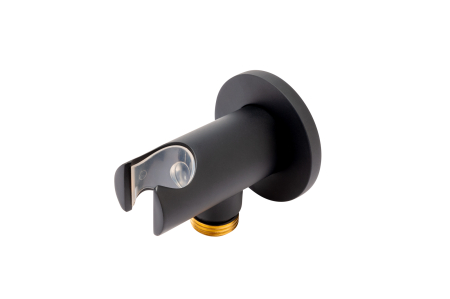 Racord pt baterii ingropate - Racord dus rotund Inula pentru baterie incastrata, cu suport dus, 1/2", negru