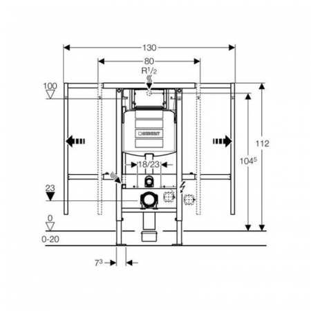 SISTEM INSTALARE PENTRU VAS WC DUOFIX SPECIAL 112 CM UP320 PERSOANE CU DIZABILITATI CAL. I [1]