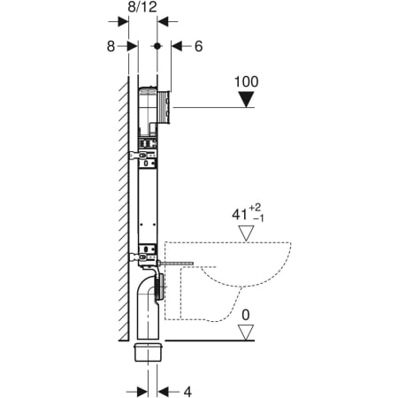 SISTEM INSTALARE KOMBIFIX 8 CM PENTRU VAS WC SUSPENDAT, H=109 [1]