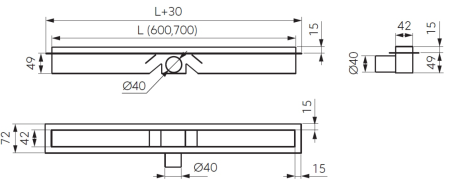 Rigola de dus FDesign Kleome 60 cm, capac reversibil inox sau placare cu gresie, negru-auriu [1]